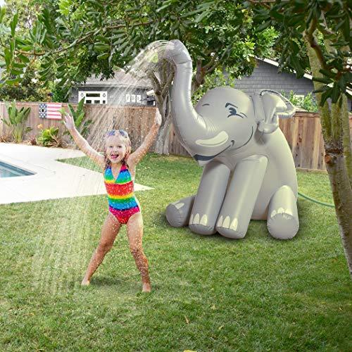 GoFloats GoFloats Giant Inflatable Elephant Party Sprinkler 5 Feet Tall Yard Sprinkler for Kids Summer Fun