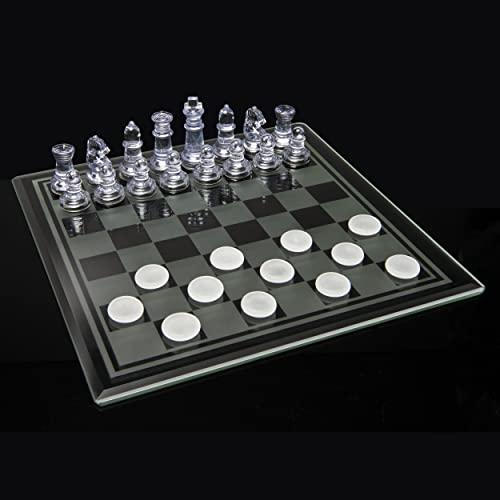 Spin Master Game Chess & Checkers with Glass Board