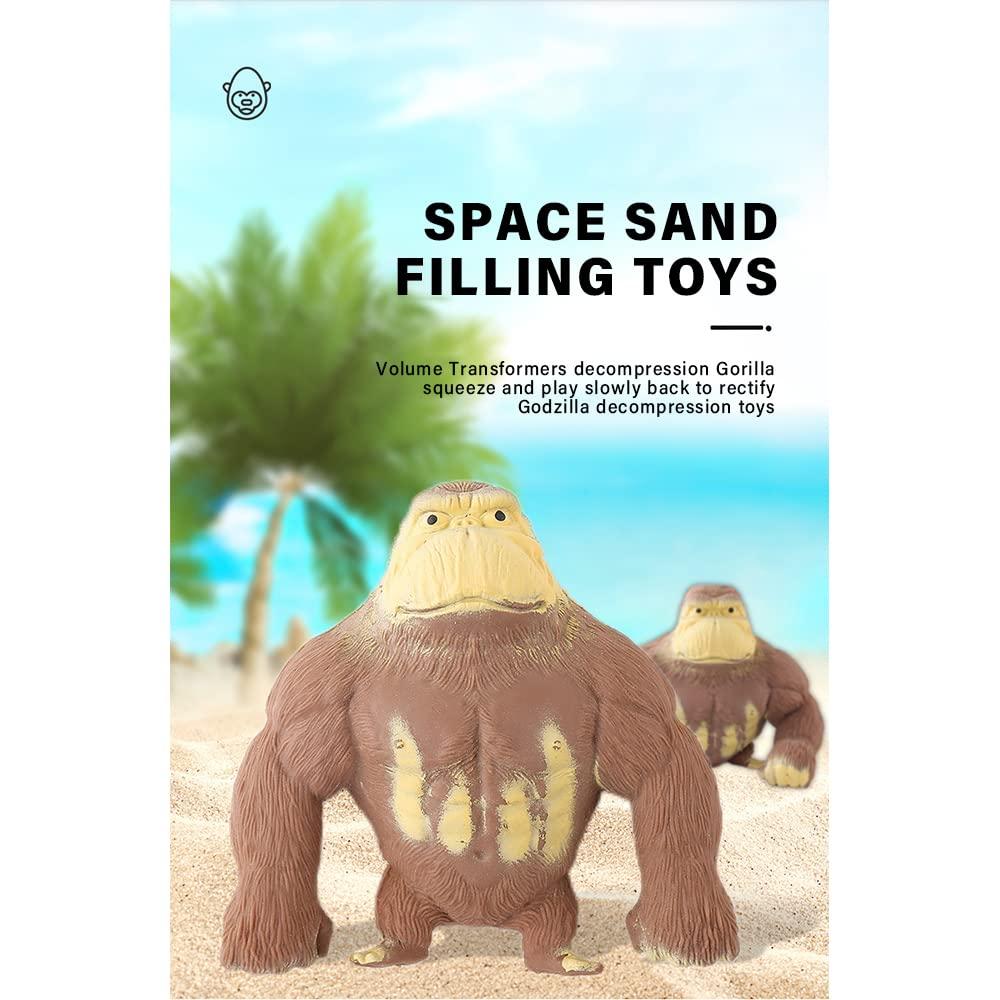 ILHH ILHH Stretch Gorilla Toy, Stress Fun Monkey ToysStress Knead Sand Toy, Stress Relief Toy for Adults, Sensory Toys for Anxiety Relief (Brown Gorilla, Large)