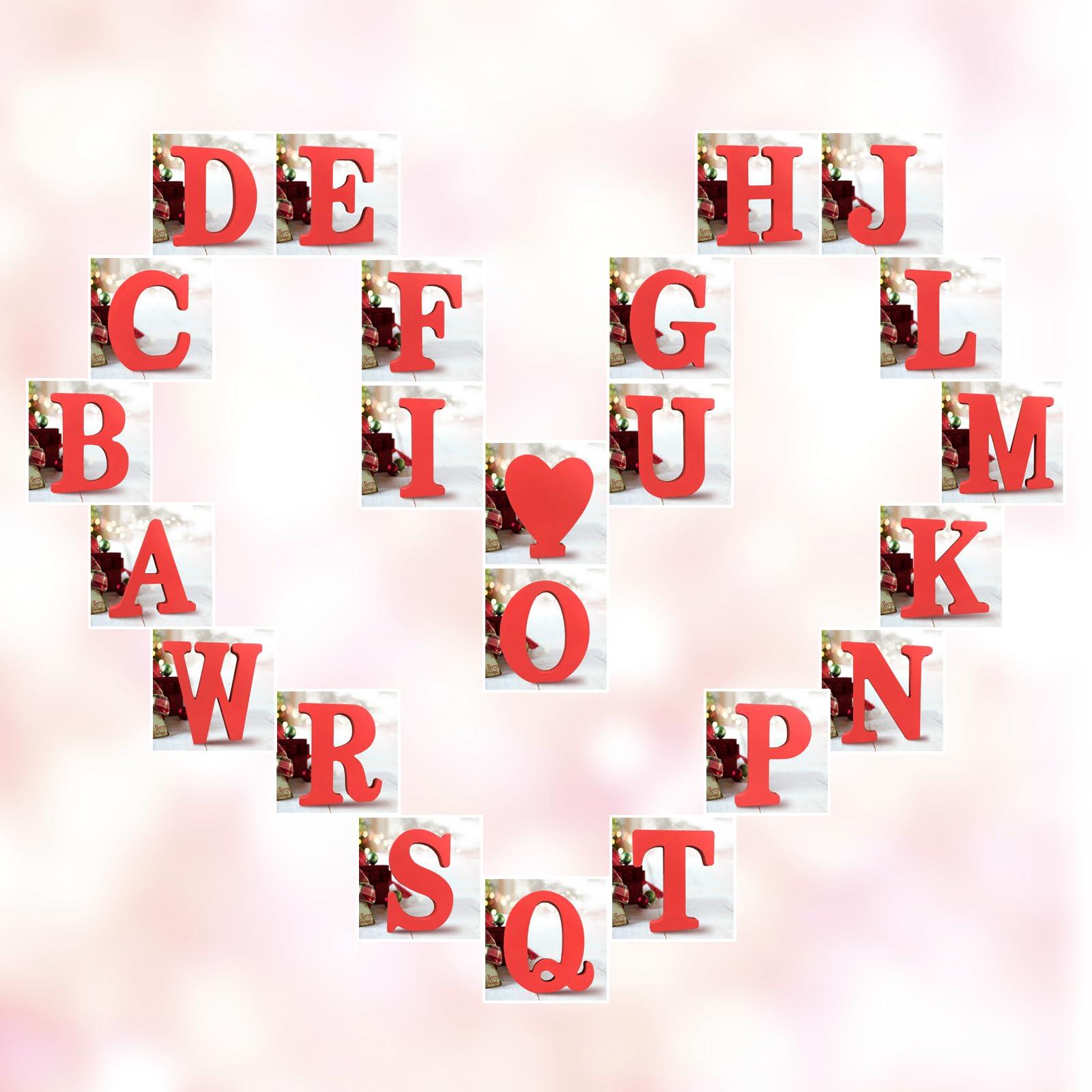 AOCEAN AOCEAN 6 Inch Red Wood Letters Unfinished Wood Letters for Wall Decor Decorative Standing Letters Slices Sign Board Decoration for Craft Home Party Projects (F)