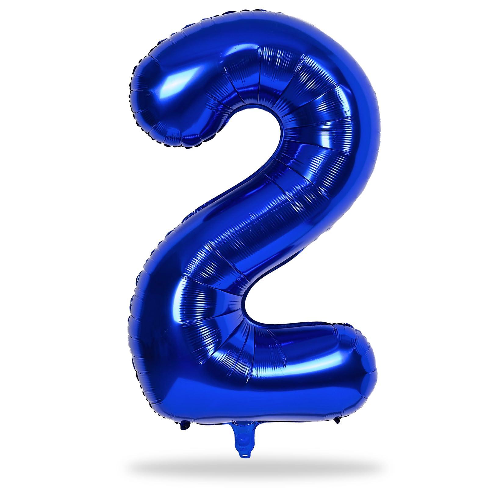 Lingqiang 40\" Balloon Number 2 Navy Blue, Large Dark Blue Foil Number Balloons Set 0-9, Royal Blue 2 Helium Balloons for Boys 2nd 12th 20th Birthday Anniversary Graduation Party Decoration Supplies