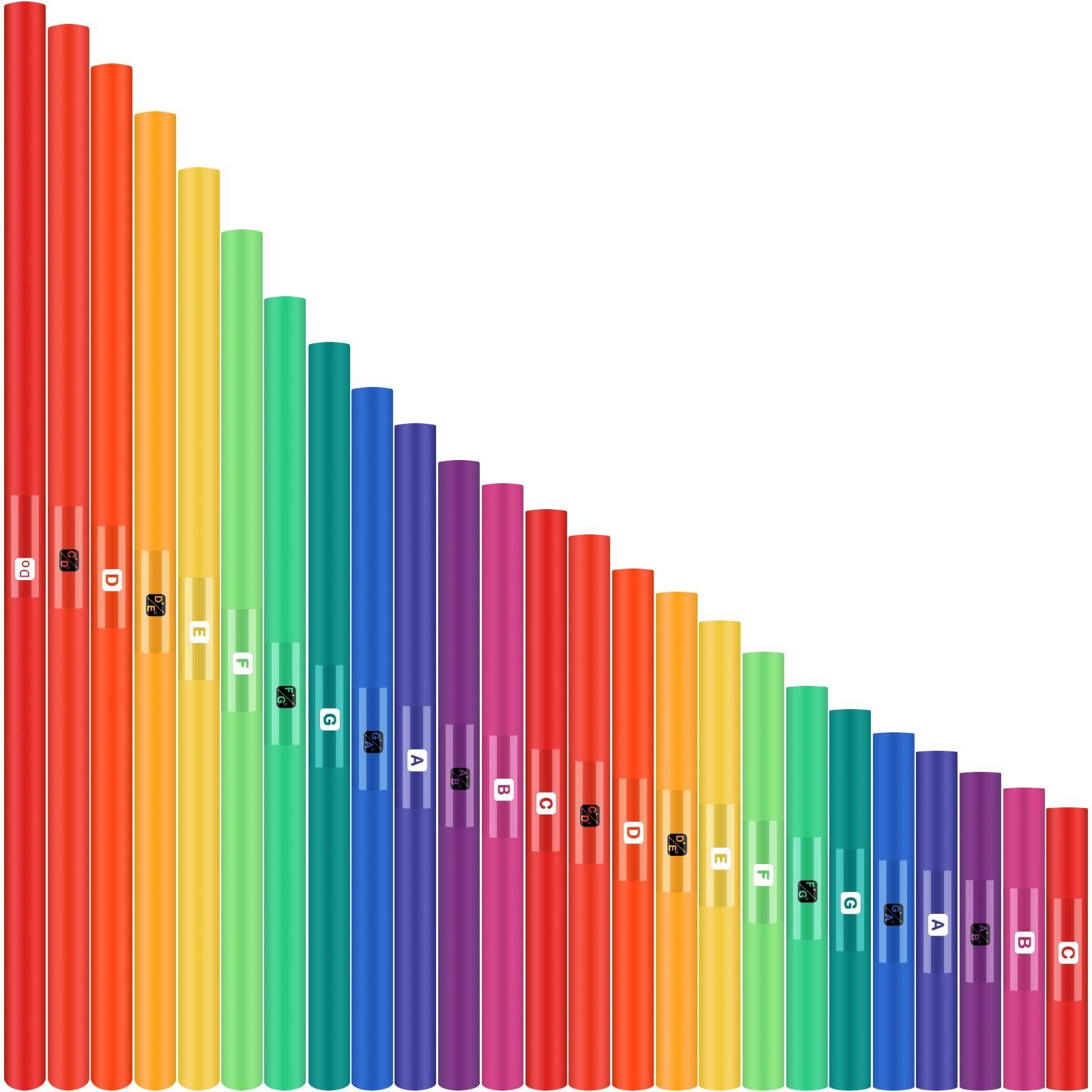 Silipull Silipull Set of 25 Sound Tube for Kids Musical Sound Tube Full Spectrum Set Percussion Instrument Octave Tube Kit Musical Toy for Classroom Music Education Supplies