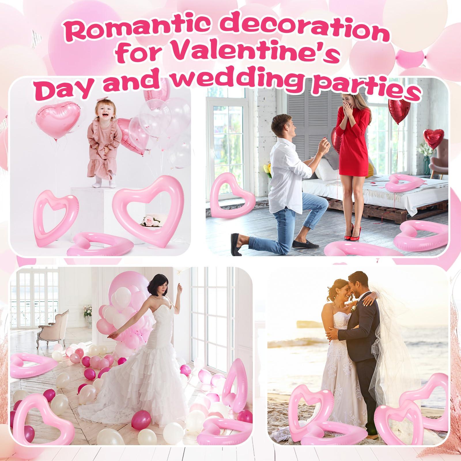Lenwen Lenwen 6 Pack Inflatable Heart Pool Float 43''/ 31'' Blow up Heart Shaped Swimming Tube for Valentines Wedding Bachelorette Bride Pool Floaty Beach Party Toys Gifts(Pink)