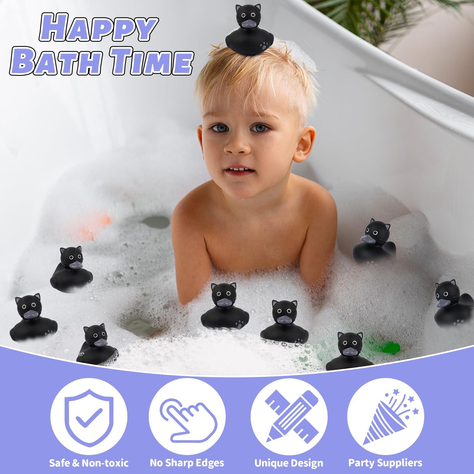 LMTGLDT 12pcs Rubber Ducks in Bulk, Ducks for Jeeps,Black Cat Rubber Ducks Jeep Ducking, Baby Bath Toys for Rubber Duckies ,Birthday Gifts Pool Holiday Ducks Party Favors
