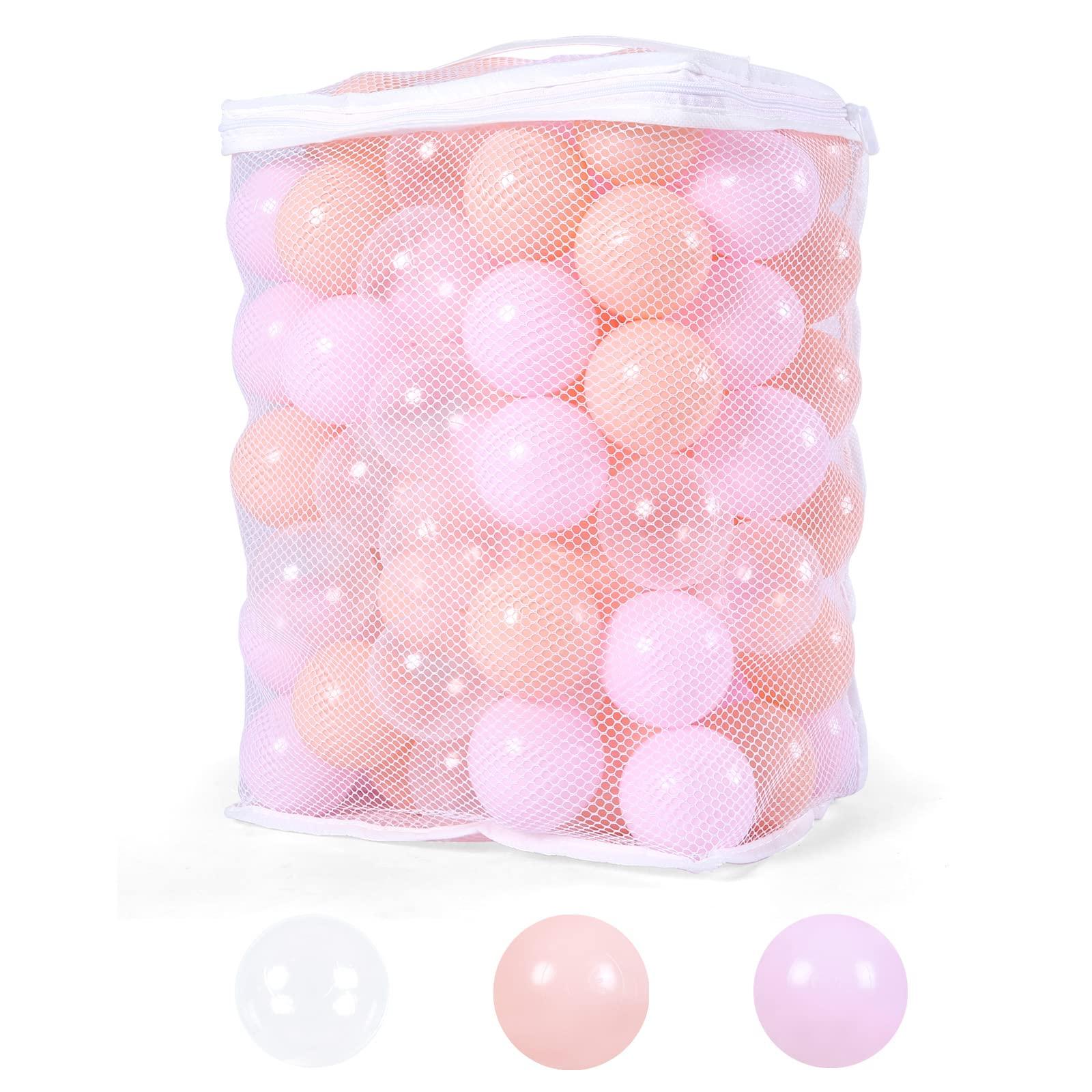 STARBOLO STARBOLO Ball Pit Balls for Toddlers- Pack of 100 Phthalate Free BPA Free Non-Toxic 2.17-Inch Crush Proof Play Balls (Pink/Light Pink/Transparent).