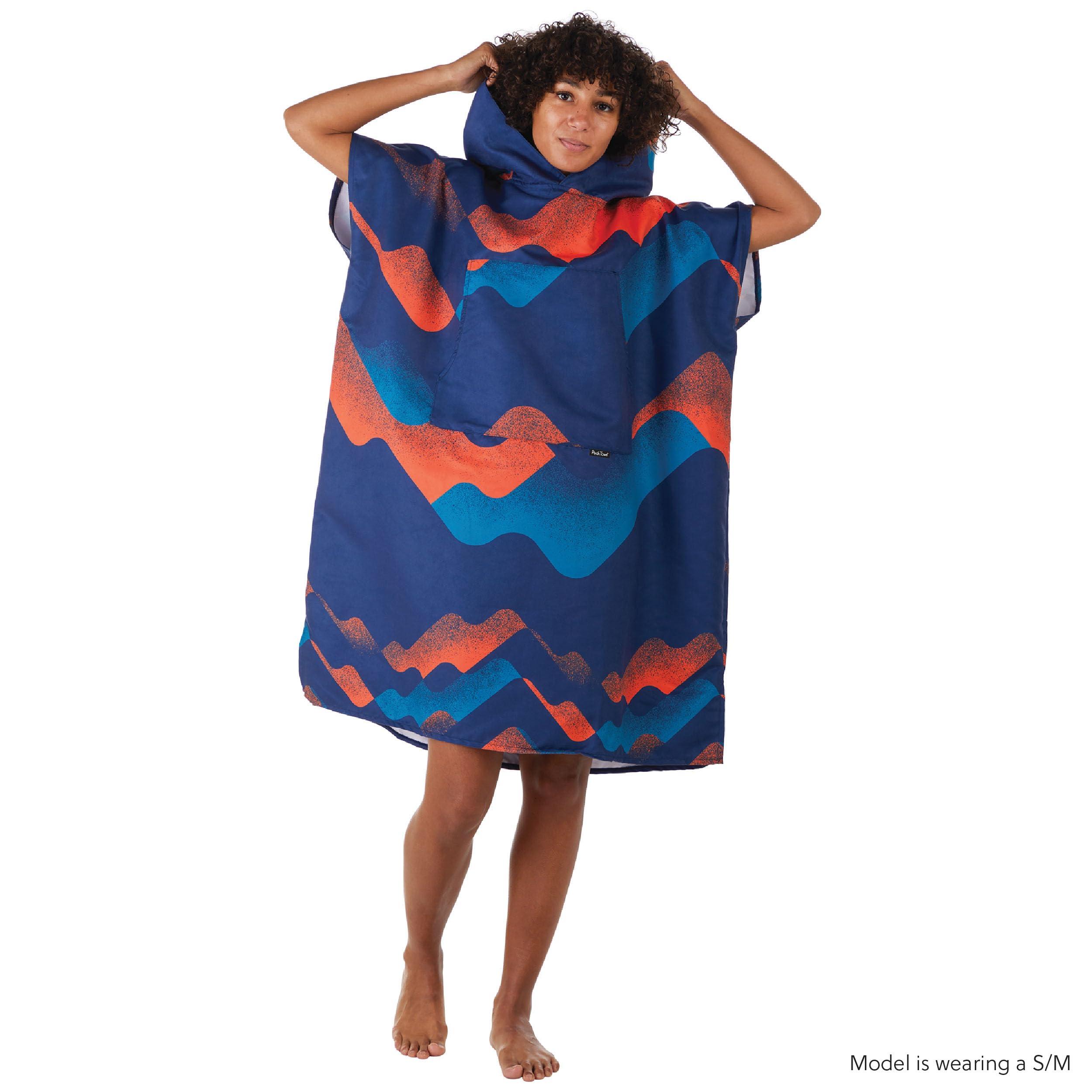 PackTowl PackTowl Lightweight Microfiber Hooded Changing Poncho, Riso Wave, Small/Medium