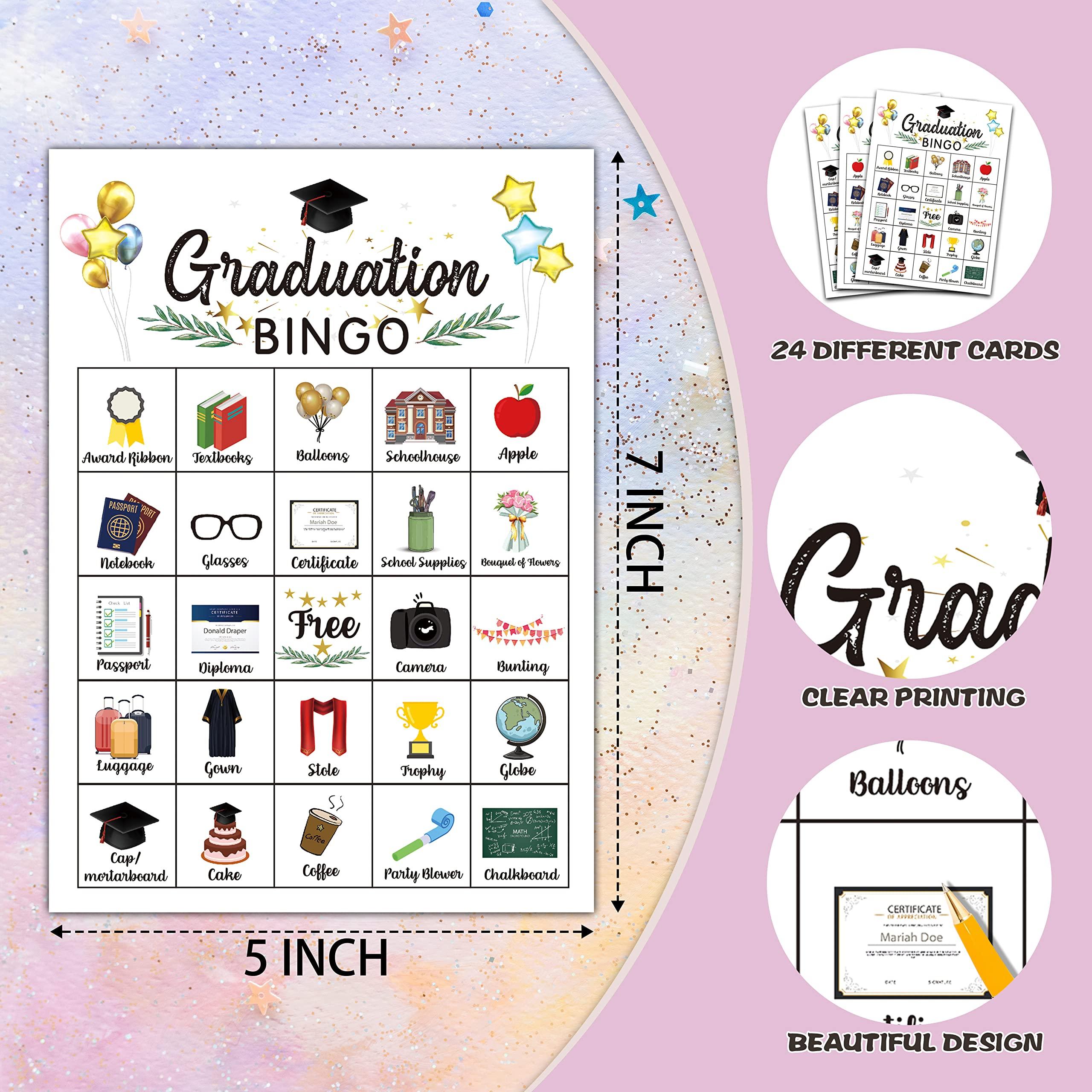 Foosproea Foosproea Graduation Bingo Cards, Graduation Game for 24 Players, Grad Party Games for Family Friends Activities, Holiday Party Favors Supplies Decorations(09)