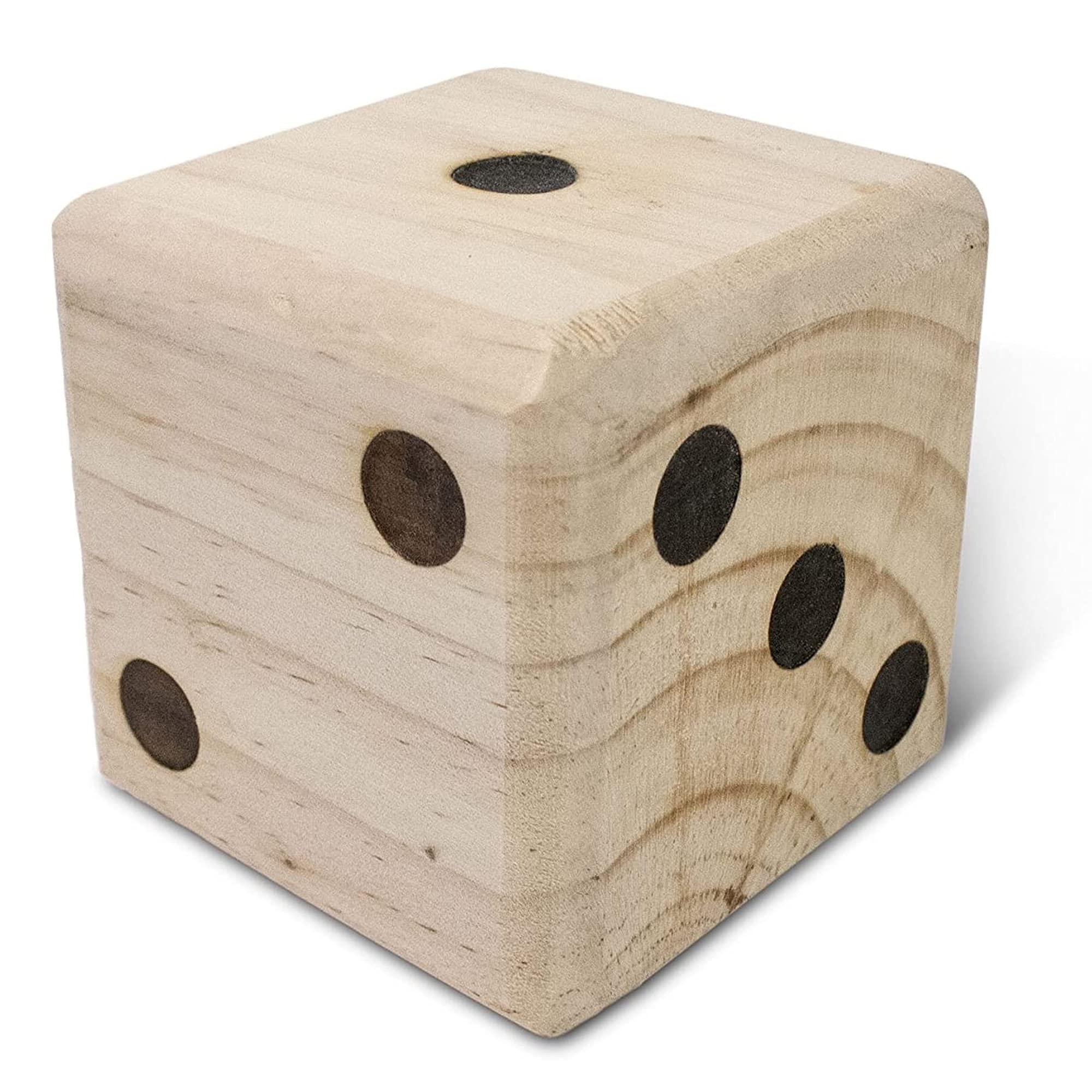 Yard Games Giant 3.5" Wooden Yard Dice with Laminated Yardzee and Farkle Scoresheets and Durable Carrying Case