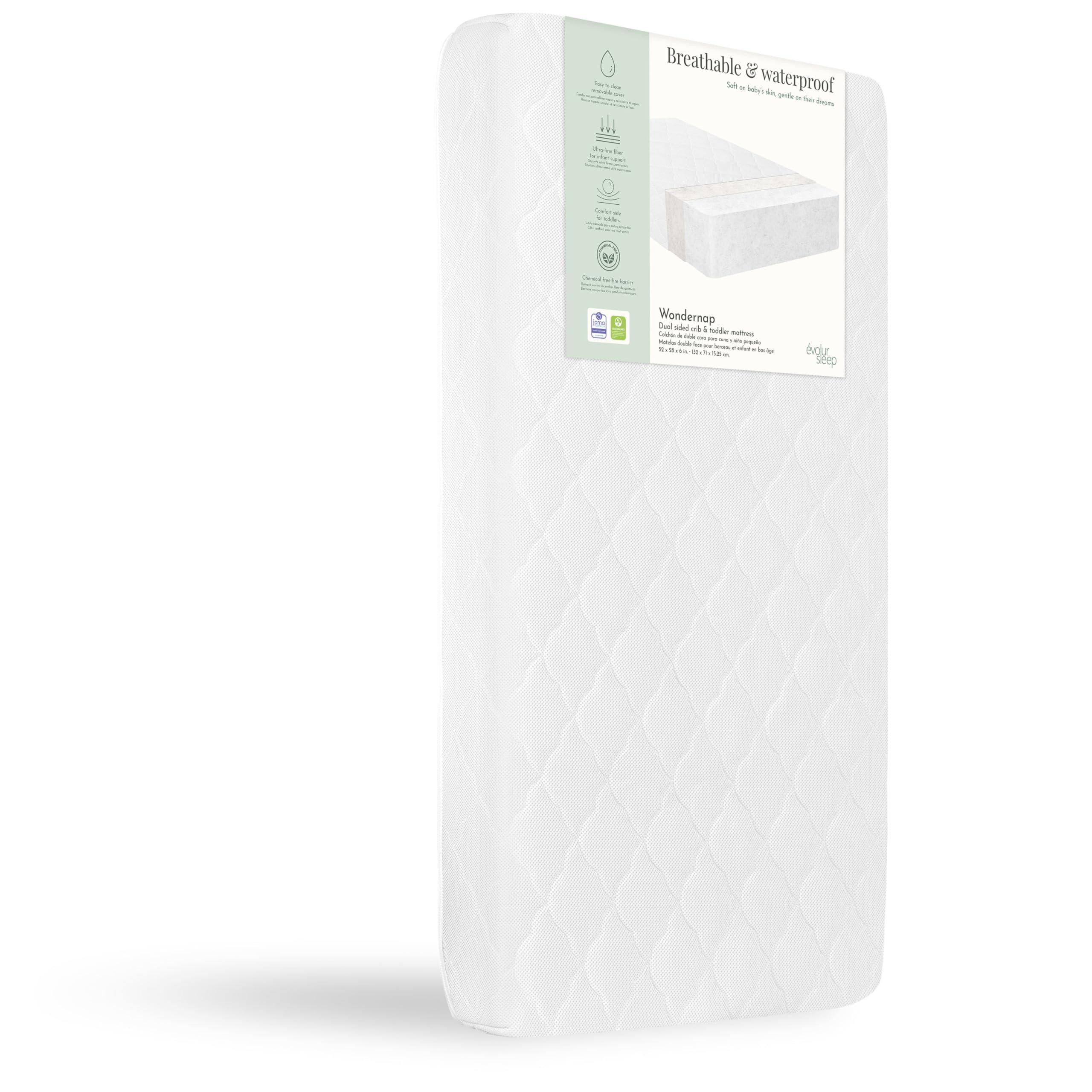 Evolur Evolur Wondernap 2 in 1 Full-Size Crib Mattress, JPMA and Greenguard Gold Certified, Crafted from Recycled Sustainable Materials, White