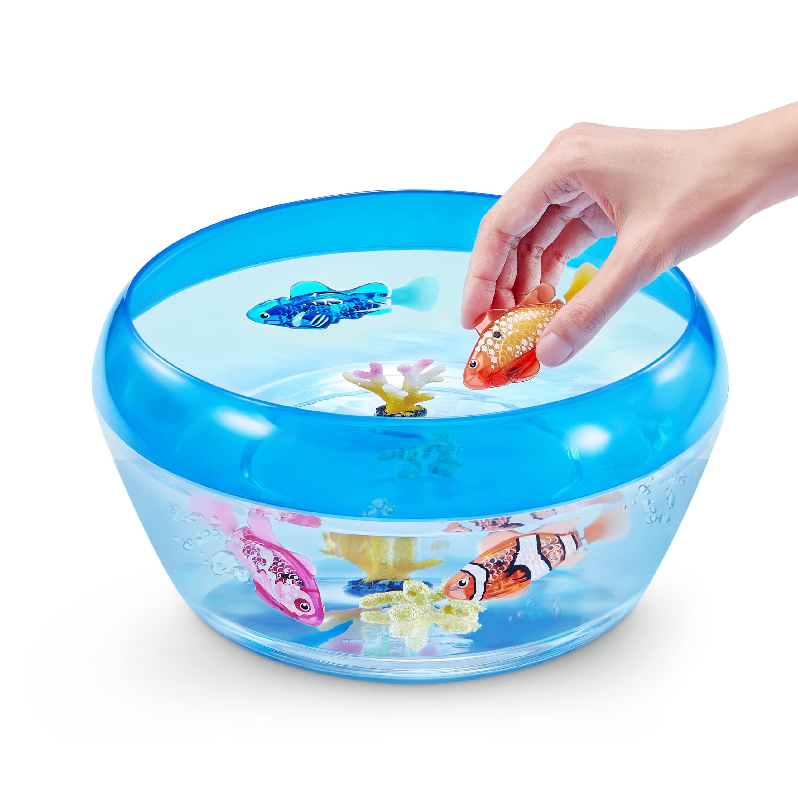 Robo Alive Robo Alive Robo Fish Robotic Swimming Fish (Blue + Red) by ZURU Water Activated, Changes Color, Comes with Batteries, Amazon Exclusive (2 Pack) Series 3