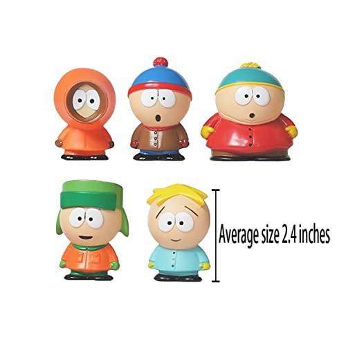 ZJYJING ZJYJING Figures Toys 5-Piece Set of Cartoon Characters Eric Cartman, Stan Marsh, Kyle Broflovski, Kenny McCormick and Butters Stotch, Sculptural Table Top Decorations Average 2.4"