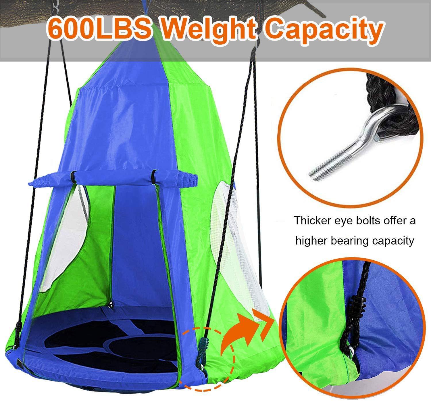 RELIANCER Hanging Tree Swing Tent Waterproof Backyard Hammock Chair Max Capacity 600lbs Detachable Play Tent Swing Play House Castle Nest Pod Indoor Outdoor Bedroom Ceiling Hanging Tent Camping Tree House