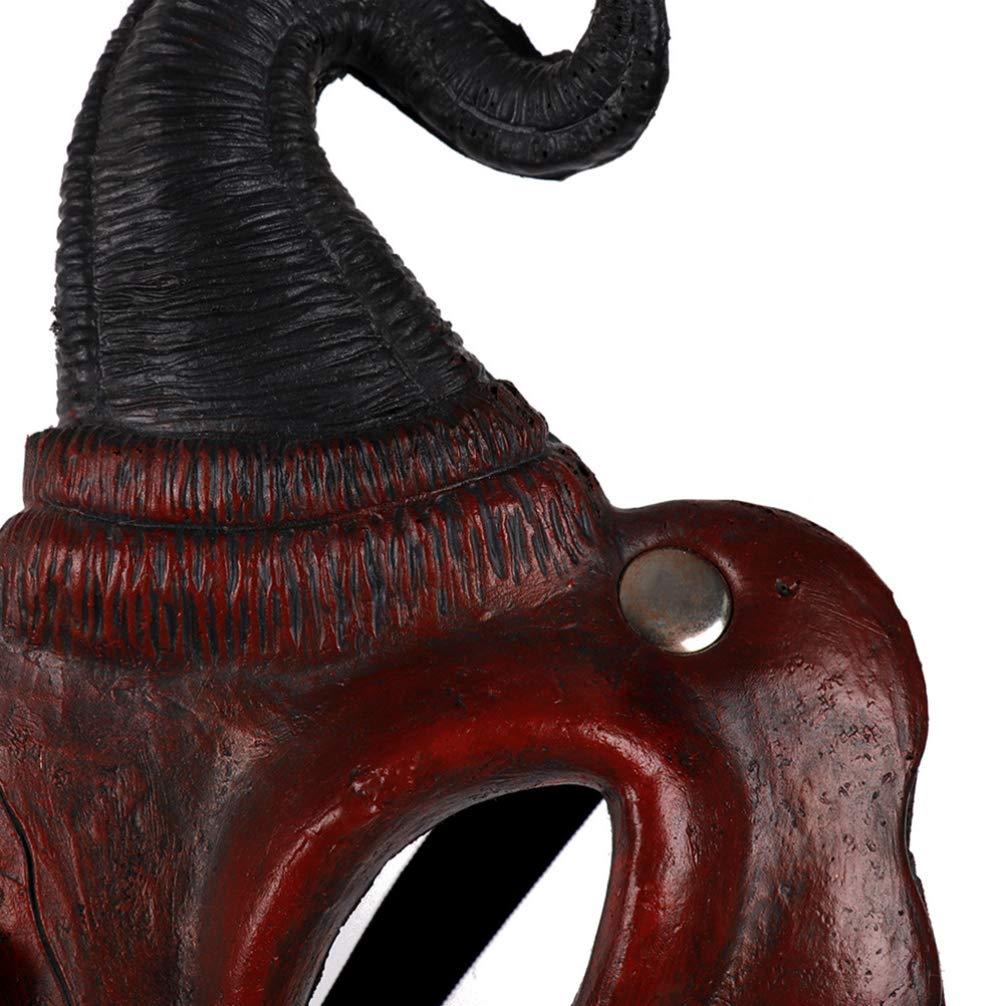 Zerodeko Scary Mask Halloween Masquerade, Scary Half Face Claw Devil Halloween Ghostlike Cosplay Costume Party Horror Devil (Brown) Devil Horns