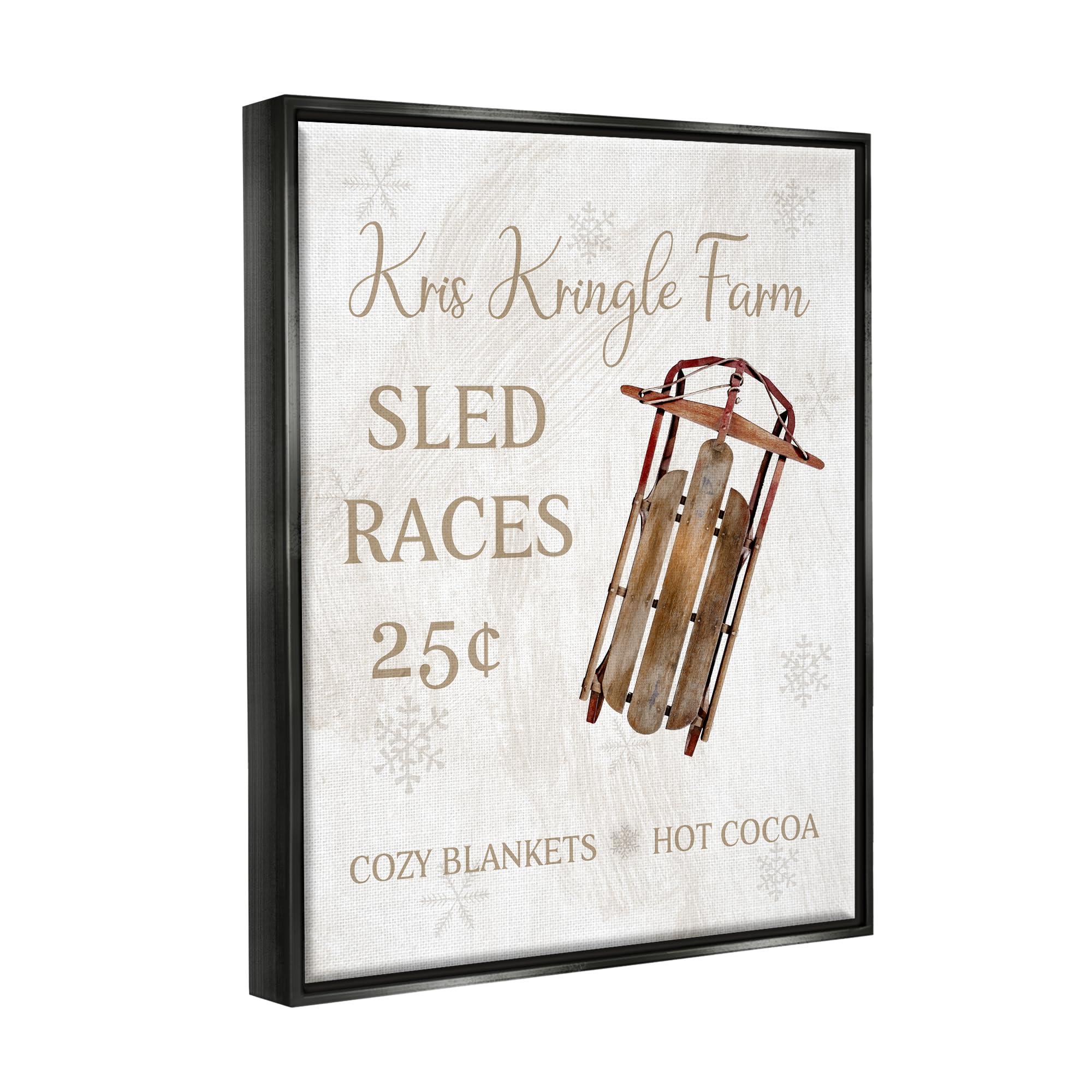 Stupell Industries Stupell Industries Sled Races Holiday Sign Framed Floater Canvas Wall Art by Conrad Knutsen