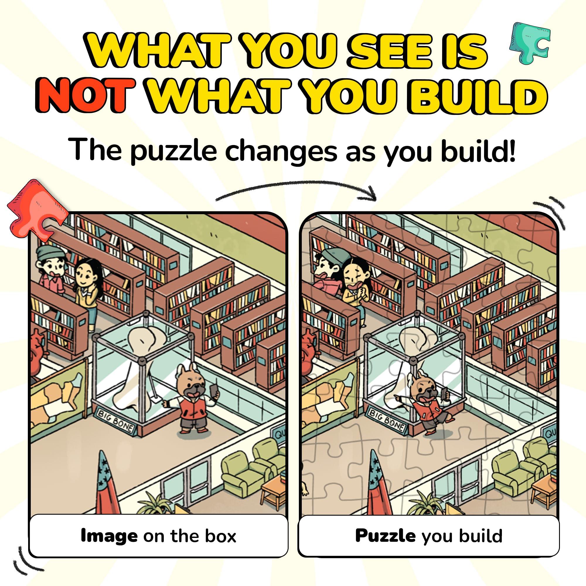 Odd Pieces Odd Pieces Mystery Jigsaw Puzzle-1,000 Pcs Mystery Puzzle with Storytelling Comics, Secret Ending-1000 Piece Puzzle for Adults & Kids 19.7\'\' x 27.6\'\' Frameable Magic Puzzle Art (Snack Attack)