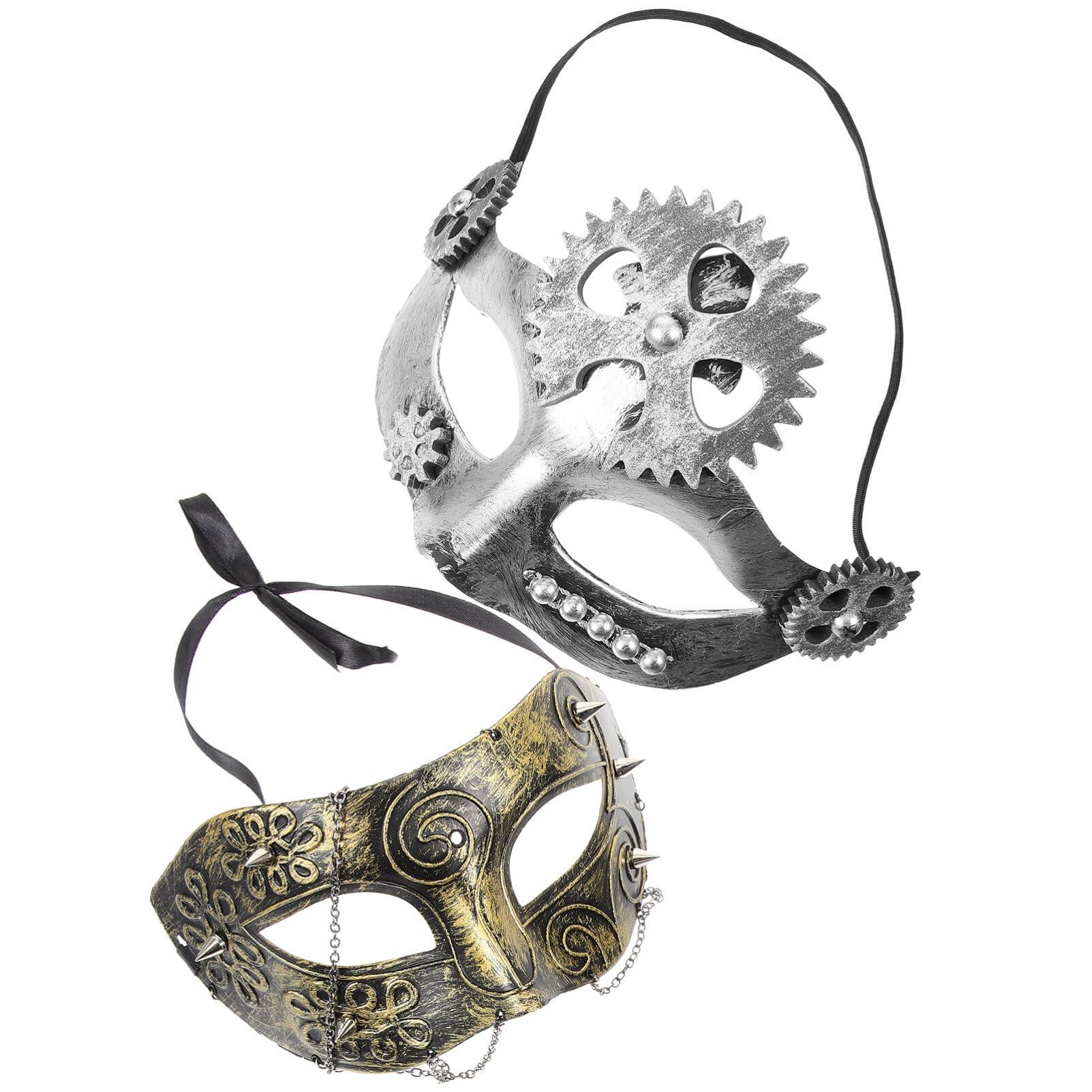 Didiseaon Didiseaon 2pcs Halloween Punk Gas Masks Halloween Scary Costume Masks Cosplay Prop Venetian Masks Retro Steampunk Masquerade Masks Steampunk Dress up Party Masquerade Mask Headwear Headgear