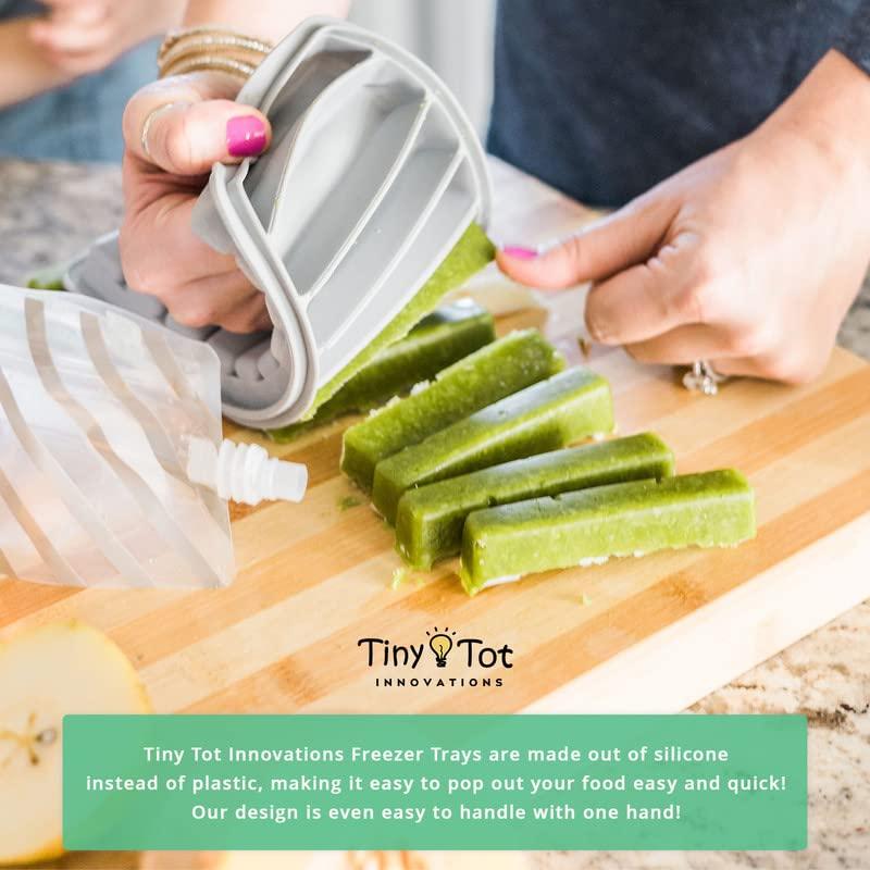 Tiny Tot Innovations Breast Milk Freezer Storage Trays, 10-1oz Bars, 2 Silicone Tray Containers w/Leak Resistant Lids, Food Grade Silicone (Milk Trays)