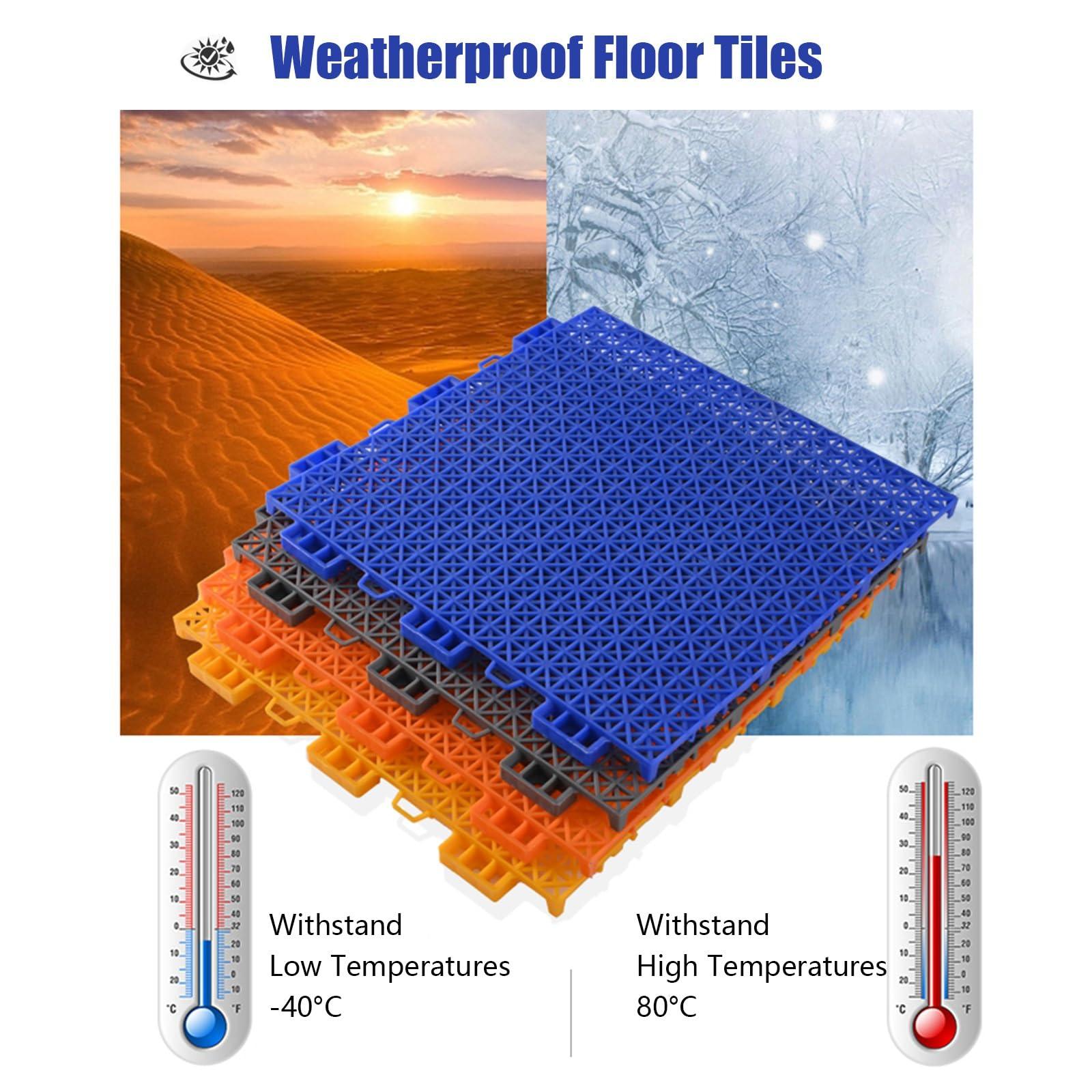 ZJKXJH Sport Court Tiles Outdoor Basketball, 1010 Inch Modular Interlocking Floor Tile/ Mats for Gymnasium Playground Public Leisure Place Waterproof DIY Puzzle Flooring, Red Yellow Blue Green ( Color : Red