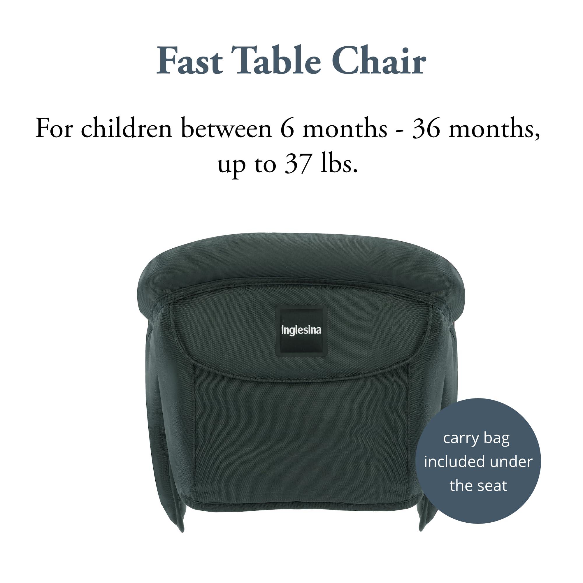 Inglesina Inglesina Fast Table Chair, Dark Green - Portable Baby High Chair - Babies & Toddlers 6-36 Months - Collapsible Design - Fits Tables 0.8'' to 3.5'' Thick - Compact & Easy to Use - Travel Bag Included
