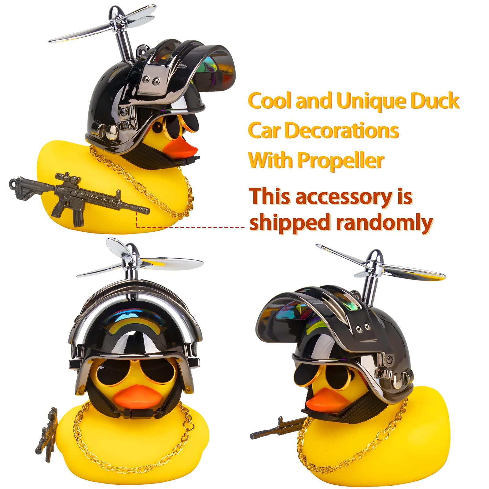 wonuu wonuu Rubber Duck Car Ornaments, Squeeze Duck Dashboard Decorations Bicycle Decor for Cycling Motorcycle & Bicycle Accessories Decorations (Brilliant Black-L&G)