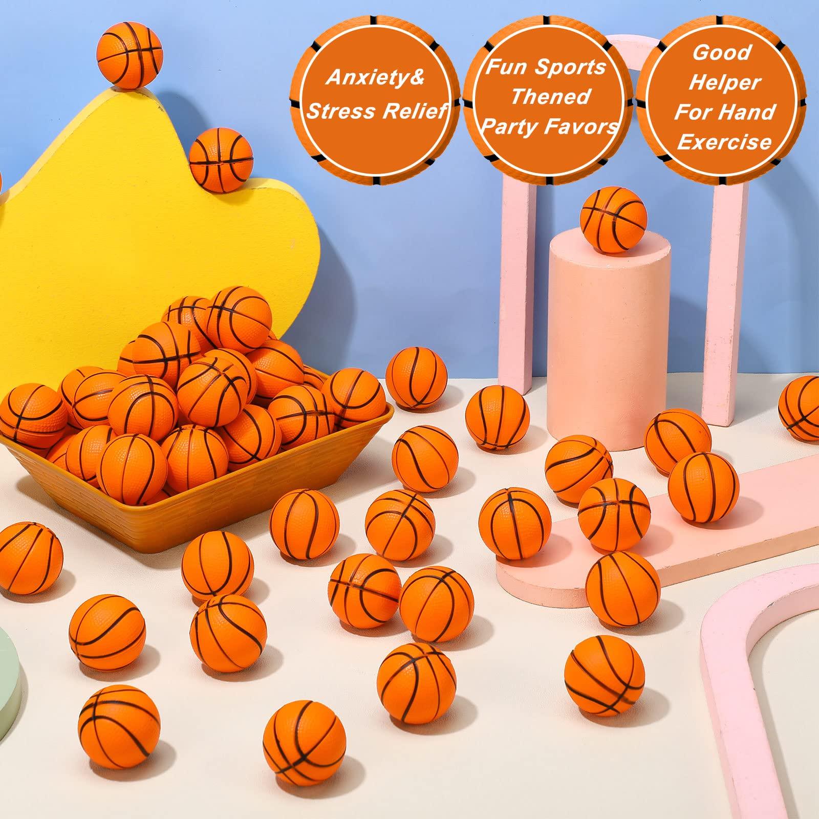 Sumind 100 Pcs Mini Basketball Stress Ball Bulk 1.6 Inch Mini Basketball Party Favor Small Soft Foam Basketball Squeeze Ball Anxiety Stress Relief for Basketball Party Decorations