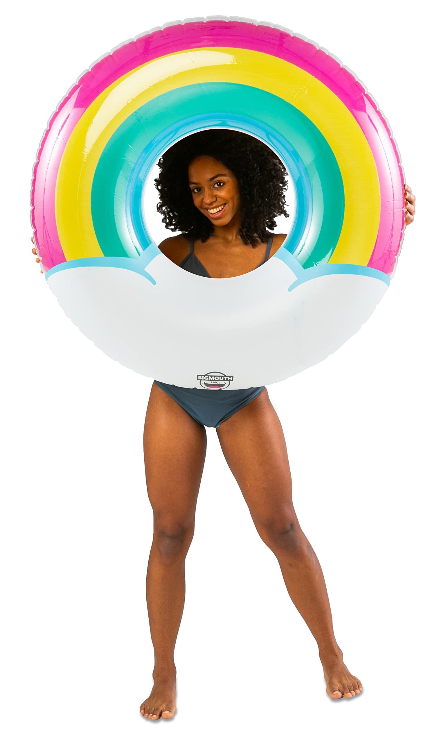 BigMouth BigMouth Inc. Rainbow Ring Pool Float, Over 5' Wide Inflatable Floatie Tube, Blow Up Swim Ring, Outdoor Summer Pool Party Decor
