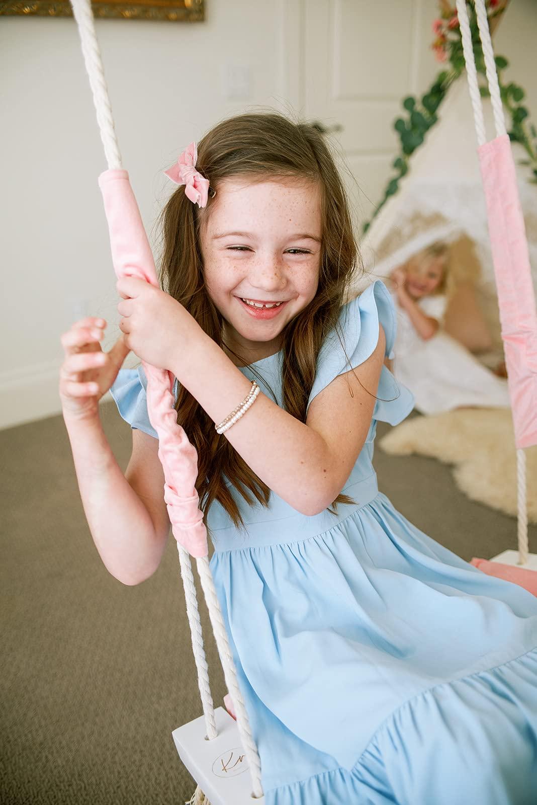 Krasivo Pink Baby Swing Set with Soft Cushion and Hardware