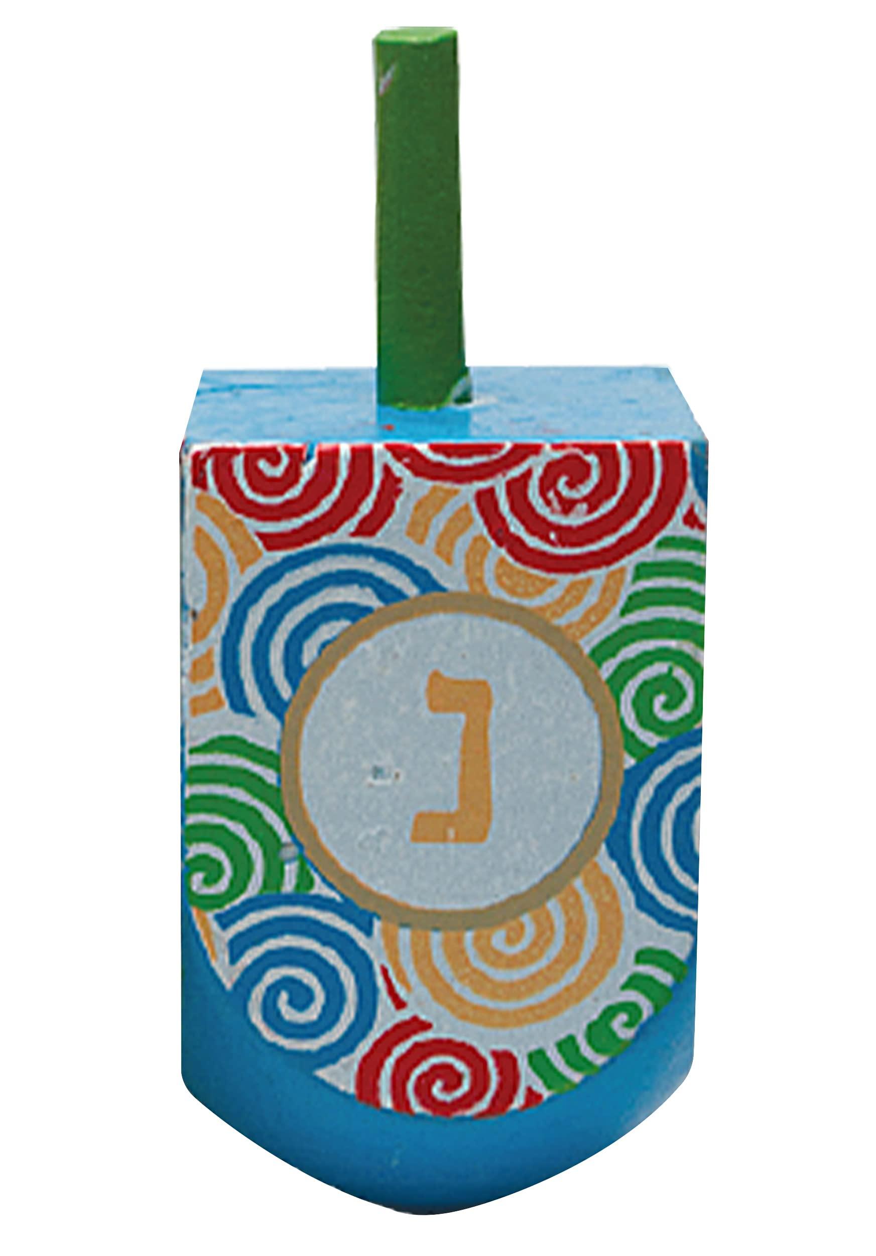 Izzy 'n' Dizzy Hanukkah Dreidels - Extra Large Multi Colored Wooden Dreidel - 2 Pack
