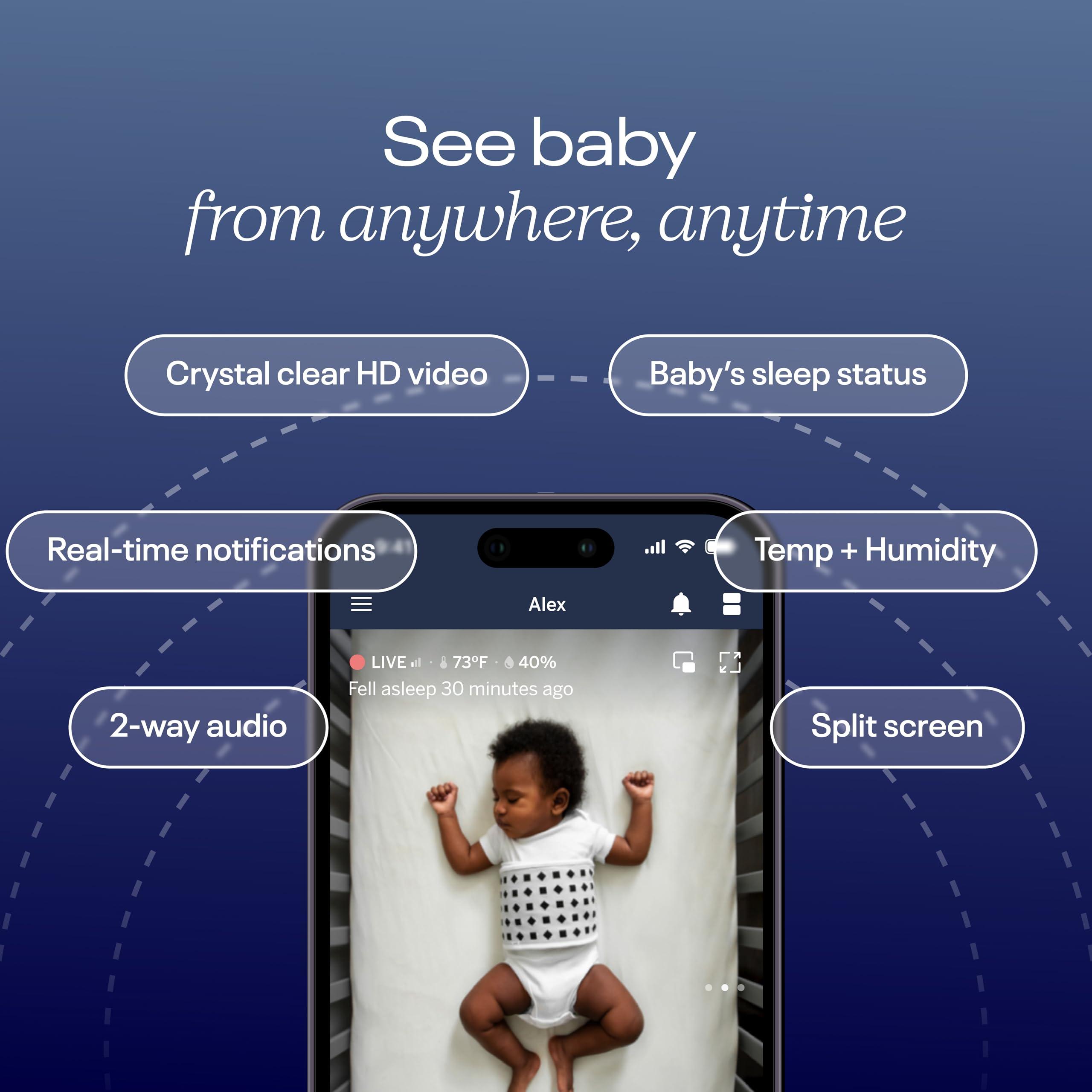 Nanit Nanit Pro Smart Baby Monitor & Floor Stand with Breathing Band, New Version - 1080p Wi-Fi Video & Sound Camera, Sleep Coach & Breathing Motion Tracker, 2-Way Audio, iOS and Android Compatible - White