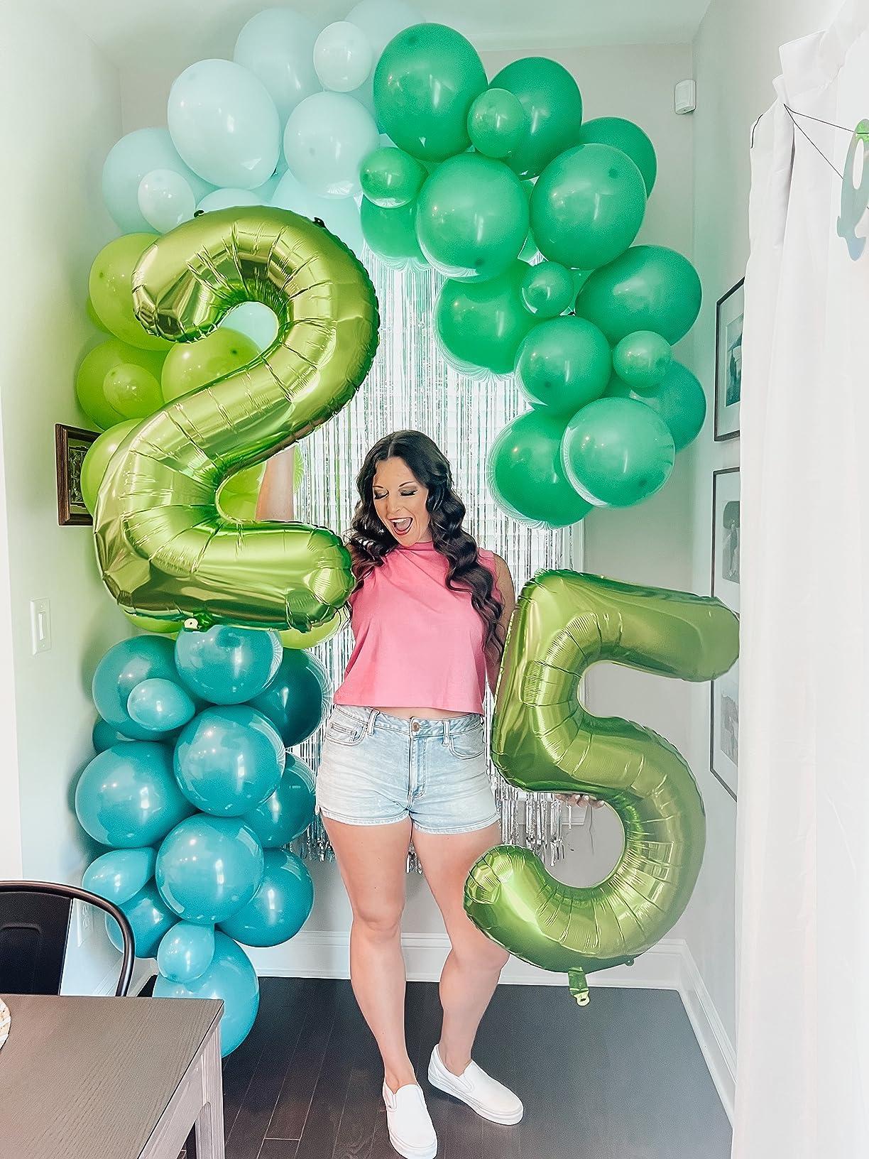 Mluchee Number 5 Balloon 40 Inch Minecraft Birthday Decorations Light Green Big Number Balloons, Five Year Old Balloon Decorations, 5 15 Number Balloons Dinosaur Jungle Safari Party Supplies