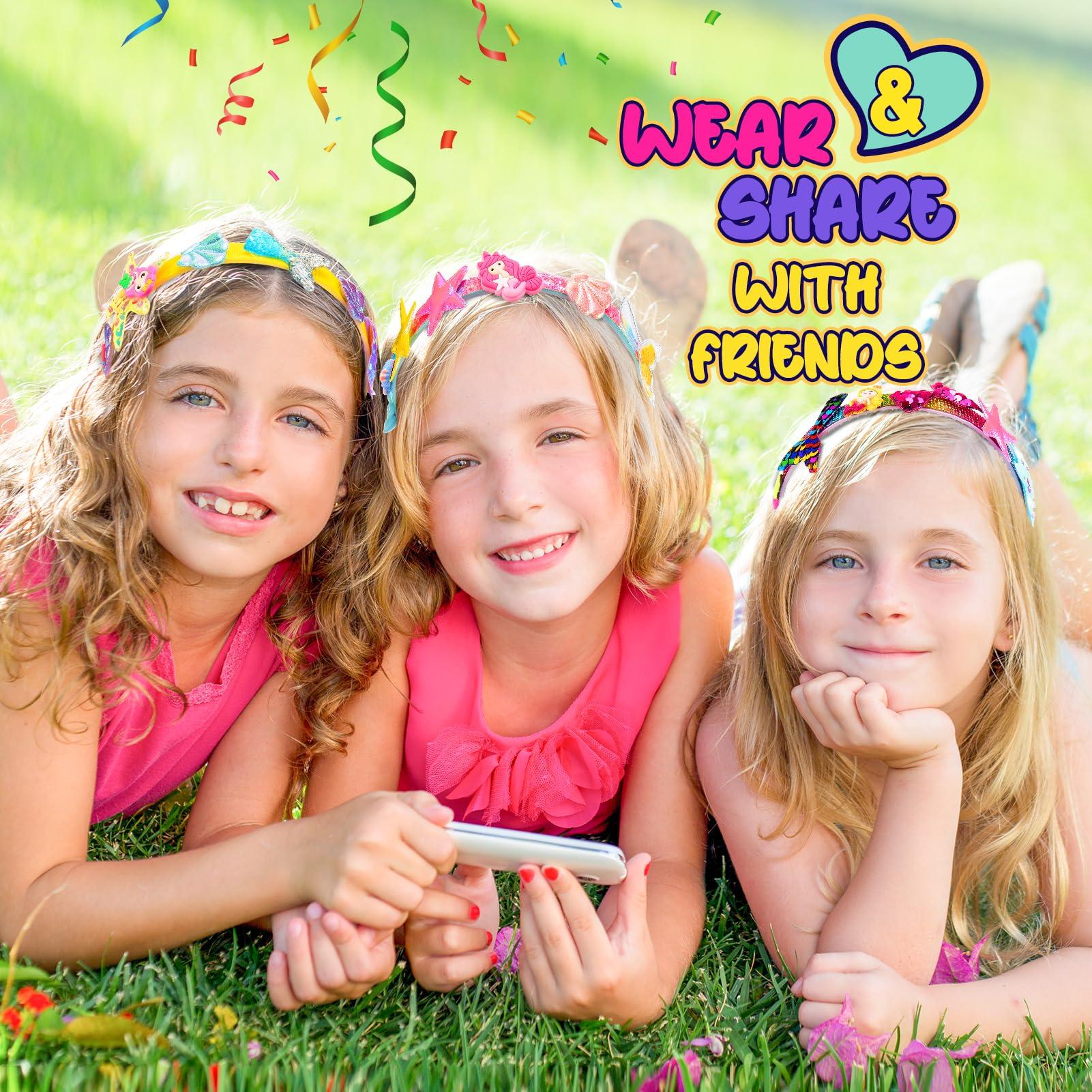 Toyjolka Hair Accessories for Girls,Headband Making Kit Arts and Crafts for Kids Ages 4-6 6-8 8-12,Girls Toys Hair Accessories Set for 4 5 6 7 8 9 Year Old Girl Birthday Gifts