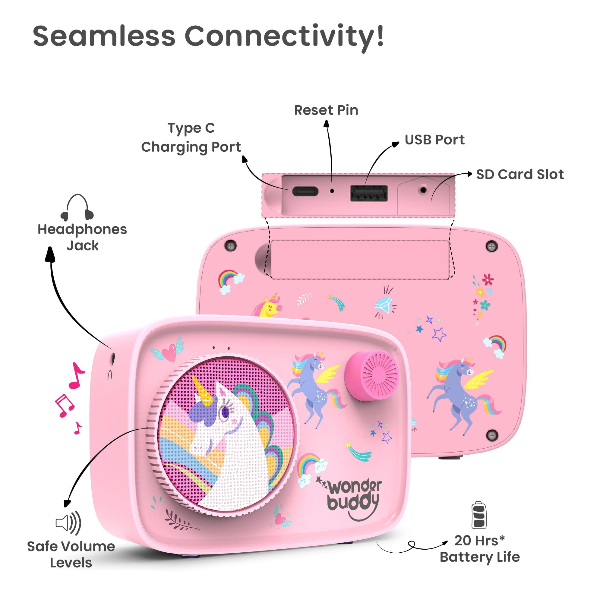 WonderBuddy WonderBuddy Kids Screen-Free Audio Player, 500+ Preloaded Stories & Rhymes with Storybook DIY Art Kit, Voice Recorder, Content Upgrade, Bluetooth, Christmas Birthday Gift for Girls 3+ Years- Unicorn