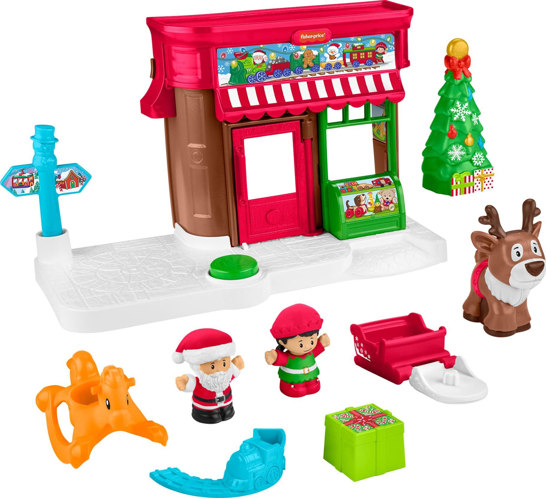 Fisher-Price Fisher-Price Little People Toddler Toys Christmas Wonderland Toy Set with Santa Elf & Reindeer Figures for Ages 1+ Years