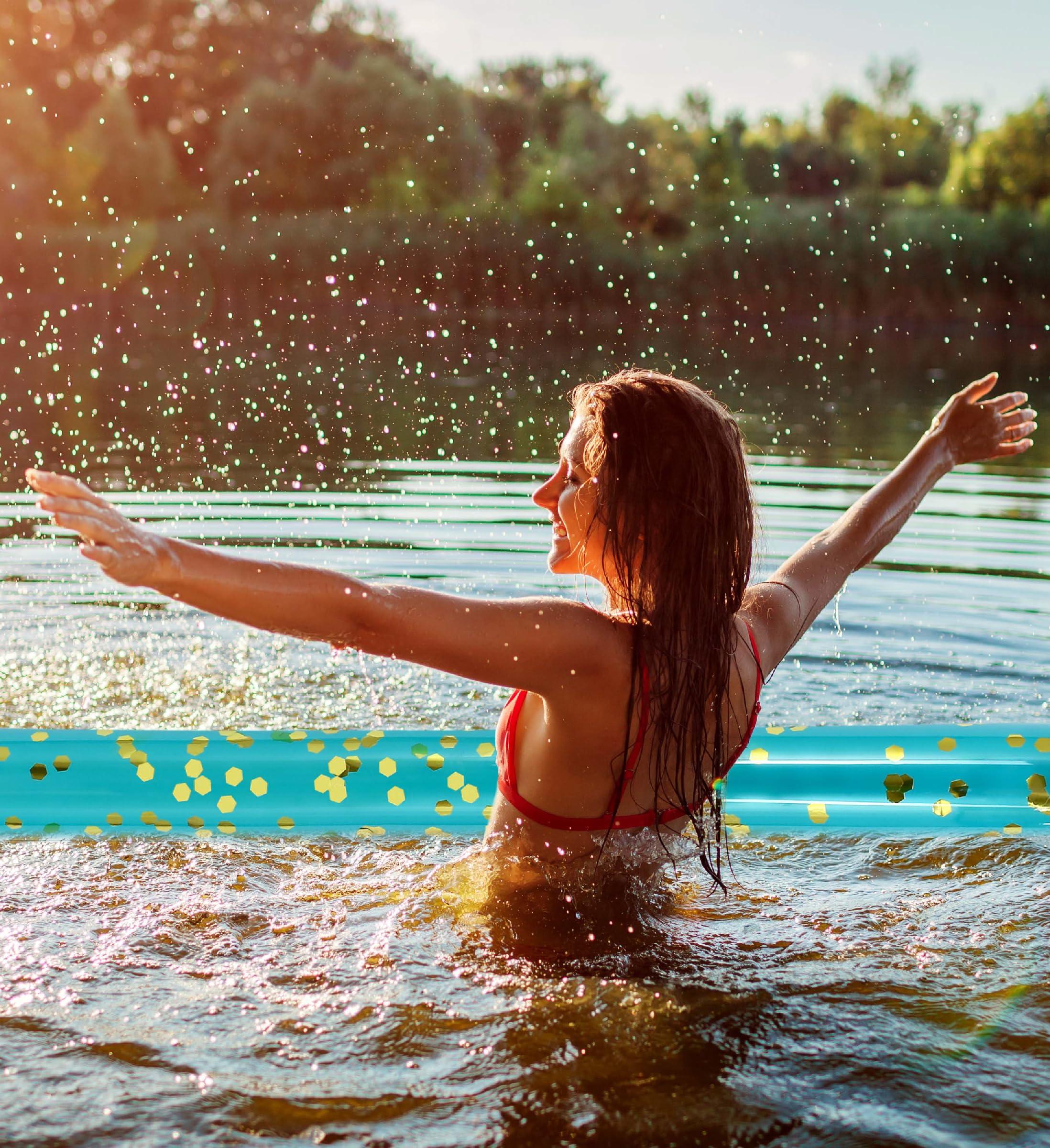 POZA POZA 2 Pack Jumbo Inflatable Pool Noodle Floats - 74-inch Premium Luxurious Giant Pool Noodle Inflatable Floats, Sparkle Blue Gold Glitter Confetti Pool Float Inflatable Noodles for Ocean, Lake, Beach