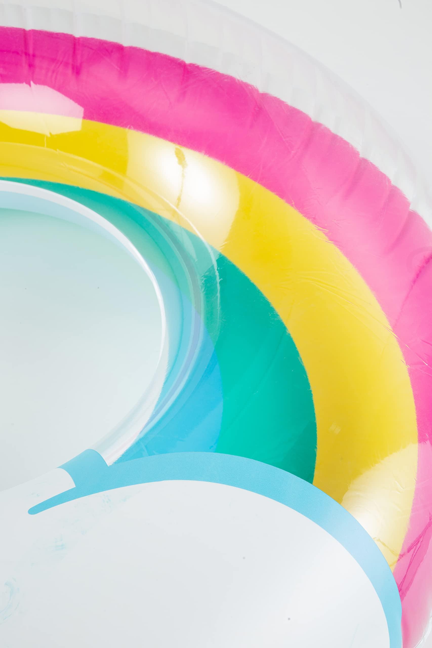 BigMouth BigMouth Inc. Rainbow Ring Pool Float, Over 5' Wide Inflatable Floatie Tube, Blow Up Swim Ring, Outdoor Summer Pool Party Decor