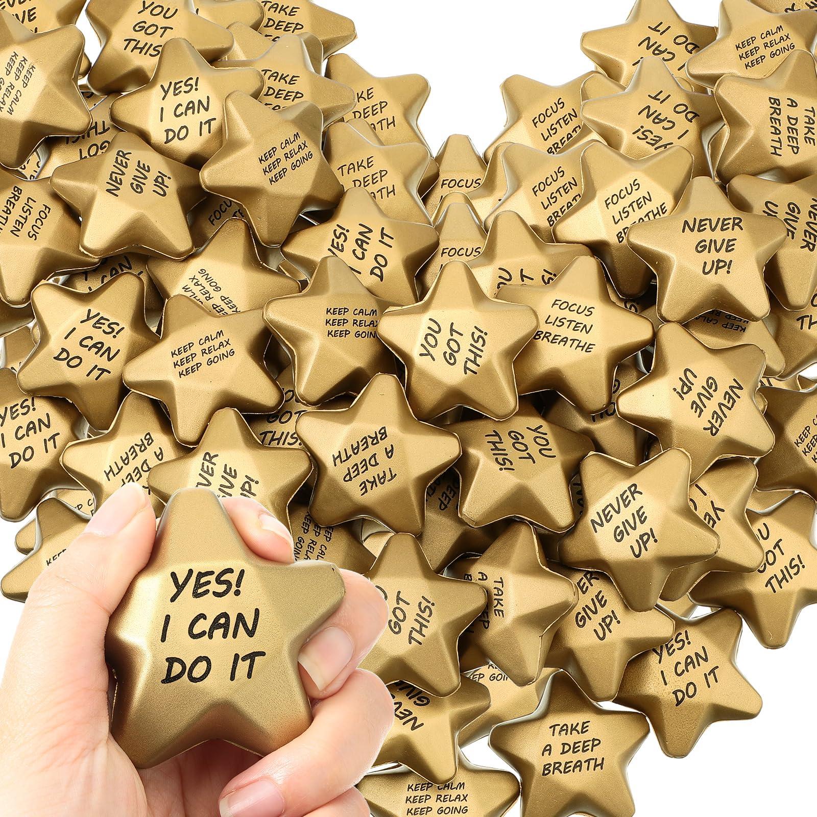Tradder Tradder 150 Pcs Motivational Stress Balls Foam Balls Star Mini Relief Balls Star Stress Toys for Kids Student Prizes Bag Fillers