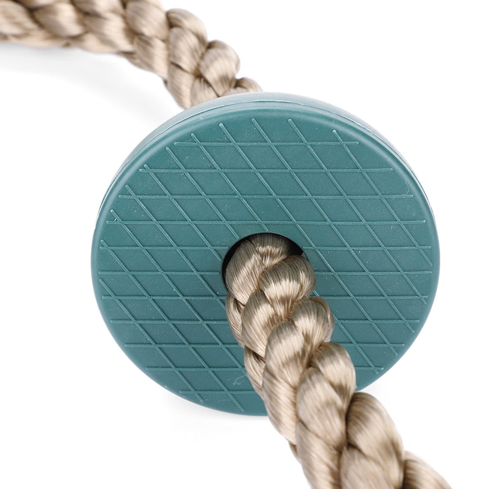 KJAOYU Climbing Rope with Platforms,Tree Climbing Rope,Swing Set Accessories,Children Swing Disc Climbing Rope Kids Playground Equipment Toys (Dark Green)