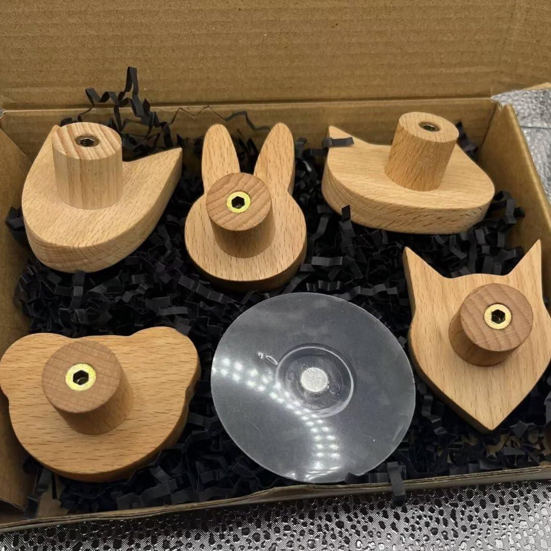 Klauer Wooden Door knobs,Wood Pull Knobs,Round Drawer Knobs,5 PCS Wood Cabinet Handle Knob for Furniture Door Animal Coat Hooks Wooden Hooks Wall Mounted Cupboards Handles for Bathroom Cabinets Doors Dresse
