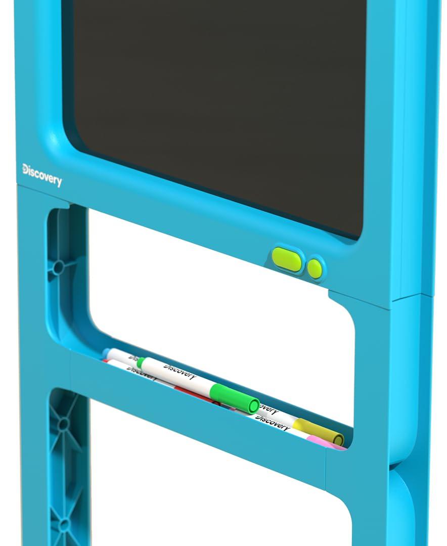 Discovery Kids Discovery Glow Easel Dual-Sided Art Station 34 Floor Standing Easel with Light Board, Whiteboard, 6 Neon Dry-Erase Markers| Detachable Drawing Tablet| Coloring Doodle Pad| Arts & Crafts for Kids