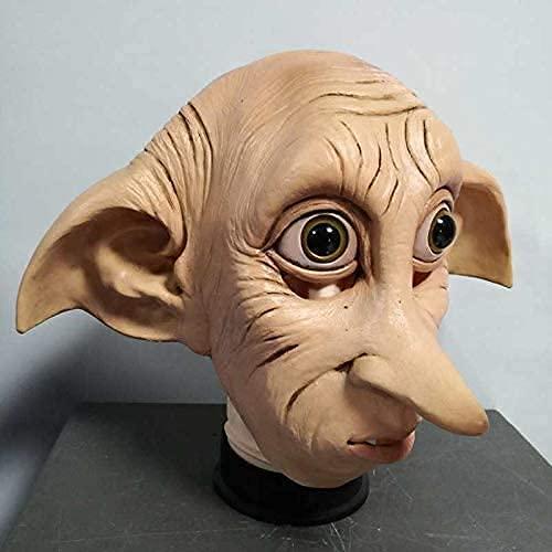SANWENYU SANWENYU Halloween Goblin Mask Costume Prop, Cute Fairy Pixie Elf Ears Headgear Cosplay Decorations, Masquerade Mask Latex Full Head Overhead Anime Party Carnival Decoration Props