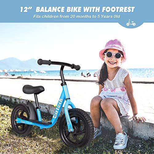 Birtech Balance Bike for 2-6 Year Old, 12 Inch Toddler Bike No Pedal Training Bicycle with Adjustable Seat Height, Airless Tire (Blue) image-3