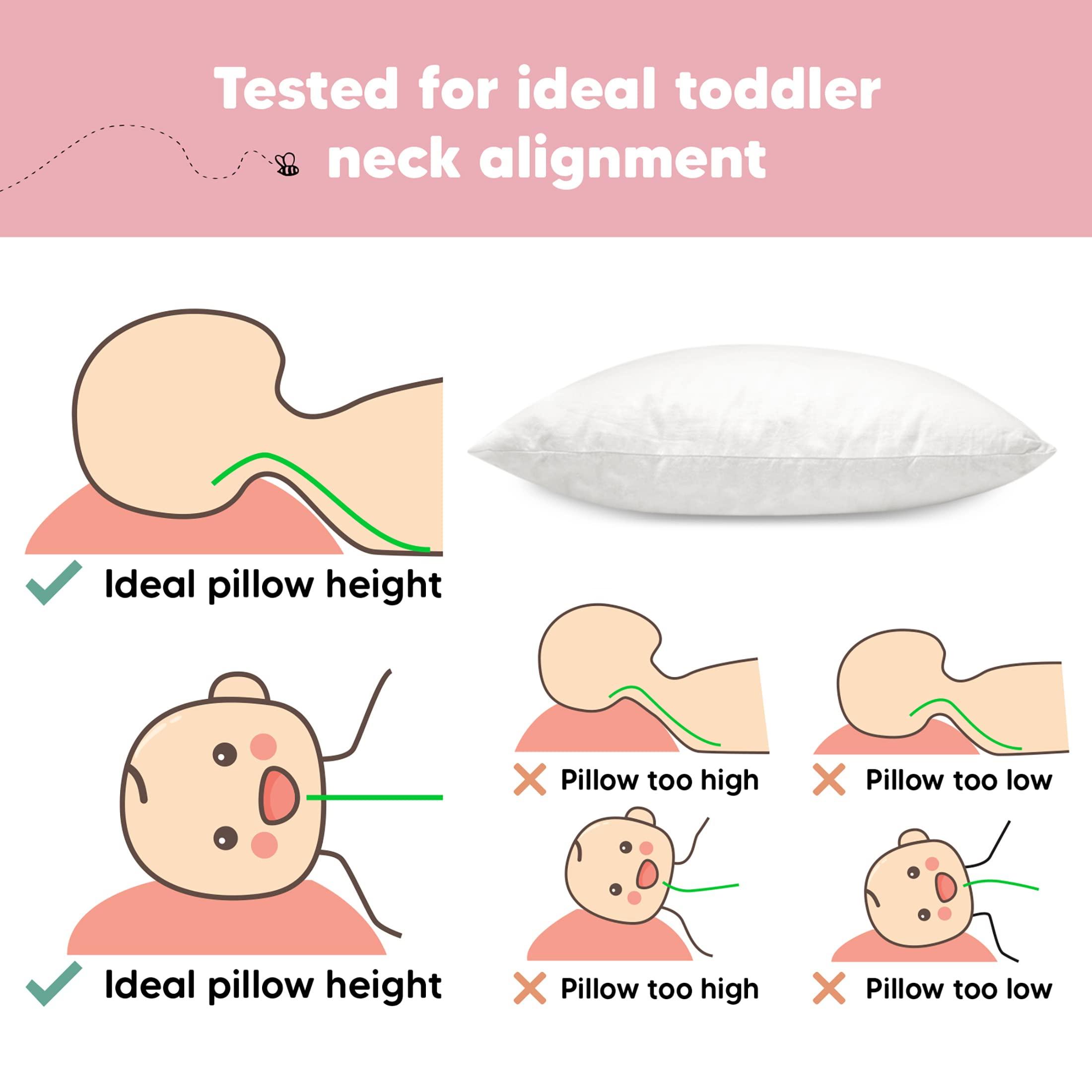 KeaBabies KeaBabies 2-Pack Toddler Pillow - Soft Organic Cotton Toddler Pillows for Sleeping - 13X18 Small Pillow for Kids - Kids Pillows for Sleeping - Kids Pillow for Travel, School, Nap, Age 2 to 5