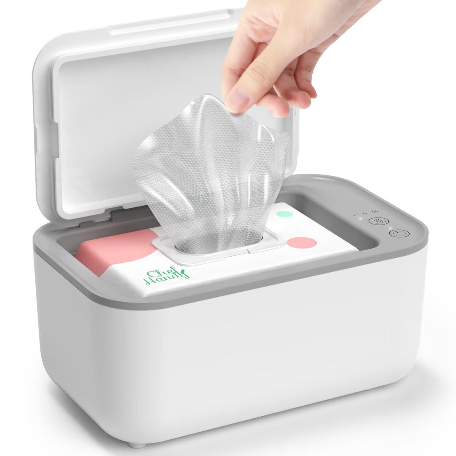 chefhandy Baby Wipe Warmer, Wipe Warmer and Baby Wet Wipes Dispenser, Smart Precise Temperature Control Large Capacity Evenly Overall Heating Silence, Wipes Warmer for Babies Portable Wipe Warmer (White)