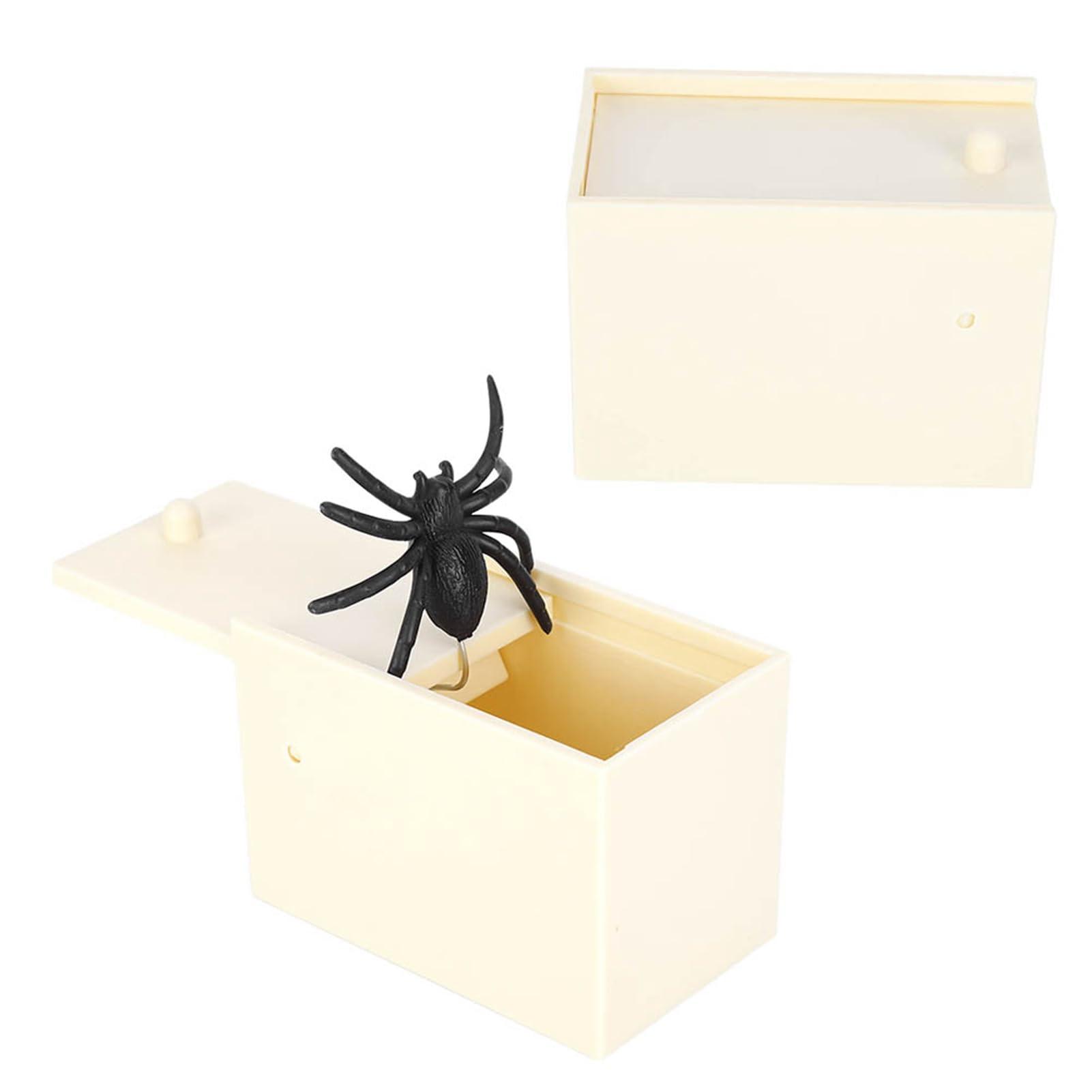 Gsycle Gsycle Simulation Fake Spider Box, Wooden Scare Box Funny Trick Prank Toy Fun Joke Scarebox Toy Spider Box Prankoy Prank for Kids Adults