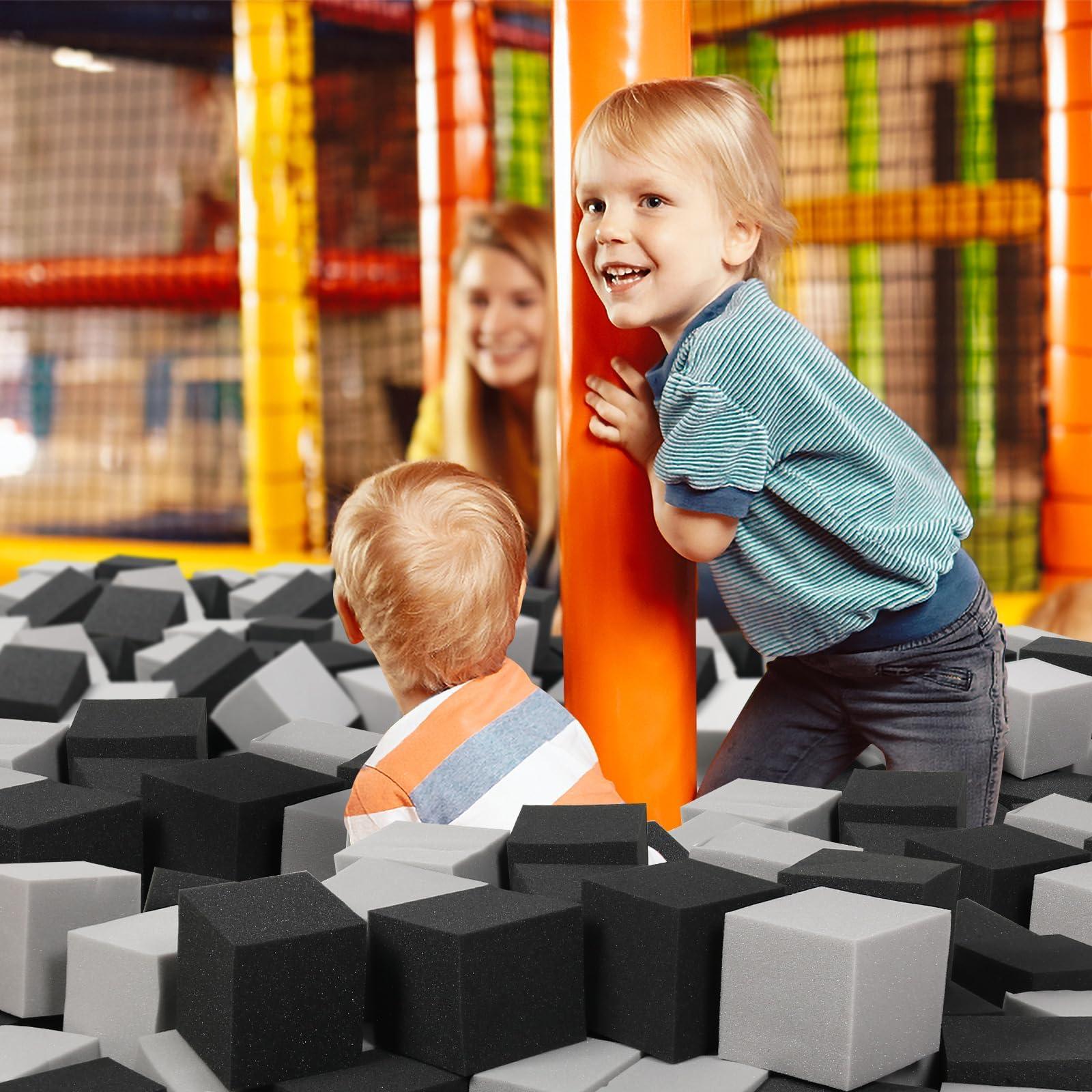 ZMCYER ZMCYER Foam Pit Cubes Blocks - 48PCS Sponge Form Cubes for Foam Ball Pits, Gymnastics, Freerunning and Parkour Courses, Skateboard Parks, BMX, Trampoline Arenas-Grey and Black(5" x 5" x 5")