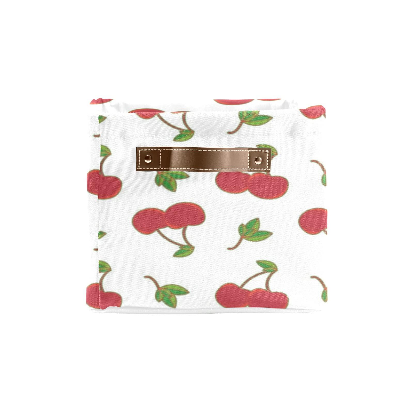 SunFancy Cherry Pattern Storage Bin Box with Handle Collapsible Closet Organizer Basket for Clothes Pets Toy Nursery