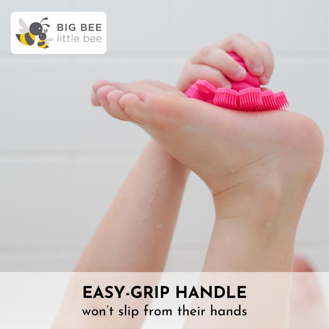 Big Bee, Little Bee Big Bee, Little Bee - Kids Original ScrubBEE, 100% Silicone Childrens Bath Scrubber, Promotes Effective Independent Hand & Body Washing, As Seen on Shark Tank (Hibiscus)