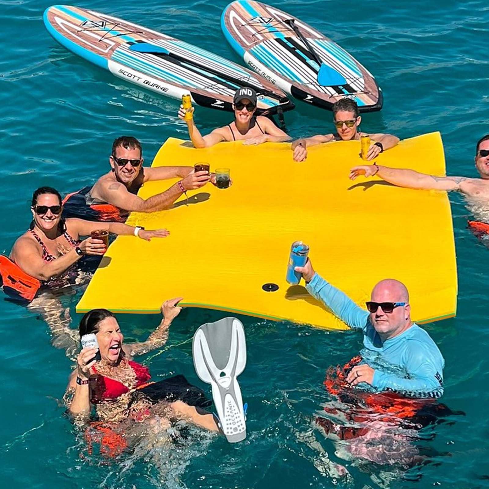 Yaciente Yaciente 12' Lily Pad Floating Mat, Tear-Resistant Floating Water Mat for Lake, Floating Pads for Recreation Pool, Lake, 7 Colors Available, Suitable for Multiple Users (12' Double Yellow&Green)