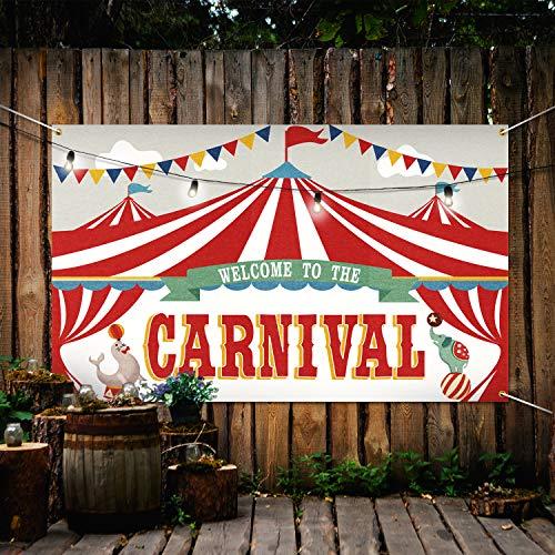 PAKBOOM Carnival Circus Backdrop Banner Photo Background Carnival Theme Party Decorations Supplies for Kids
