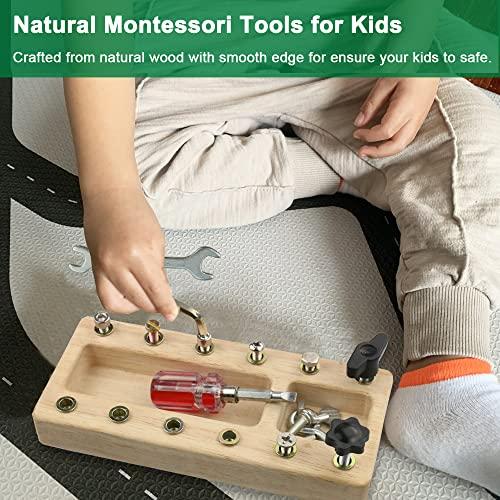 Inslat Inslat Montessori Screwdriver Board Set, Wooden Montessori Toys for 3 4 5 Year Old Kids, Educational Screw Board Sensory Learning Toys STEM Fine Motor Skills Toys